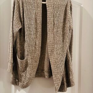 Cozy Ribbed Open-Front Women’s Sweater Cardigan - Gray